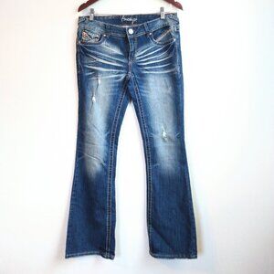 Amethyst sz 9 distressed embellished jeans
